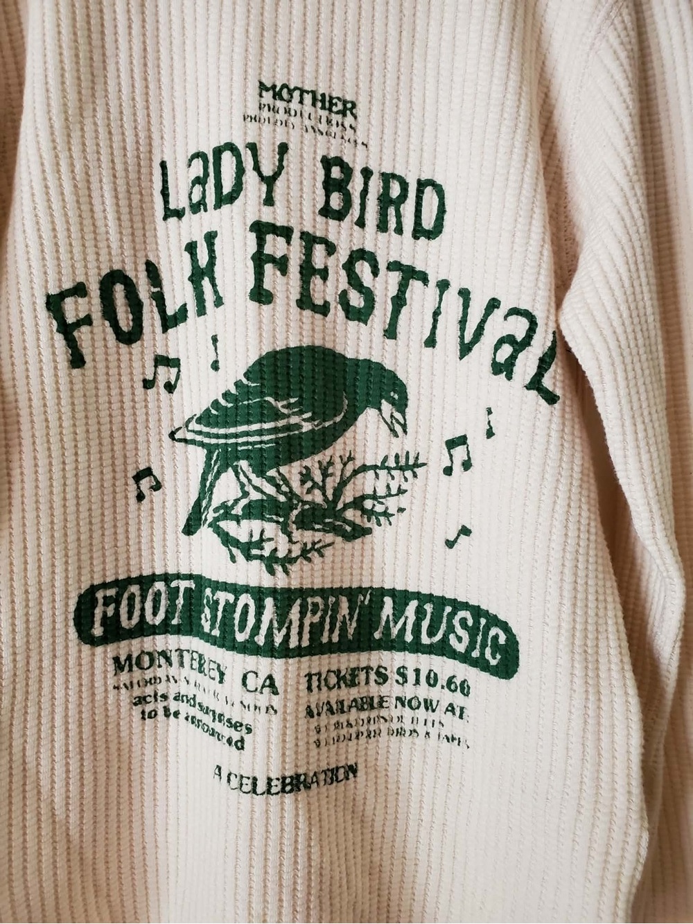 Mother The Itty Bitty Goodie Goodie Lady Bird Folk Festival Thermal Top XS NWT - Picture 6 of 12
